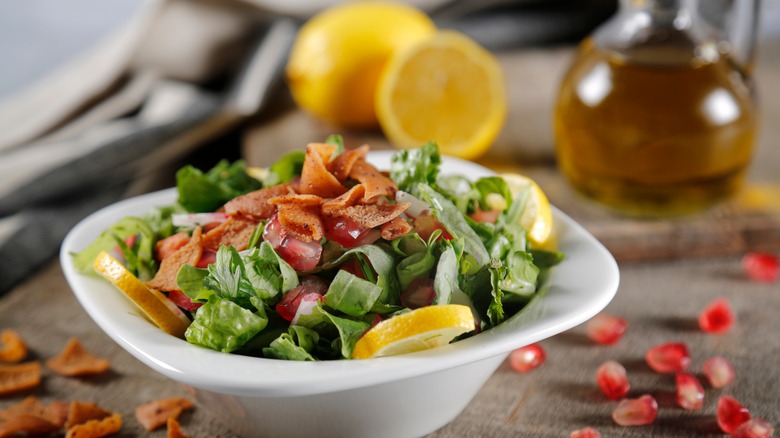 Fattoush salad in a bowl
