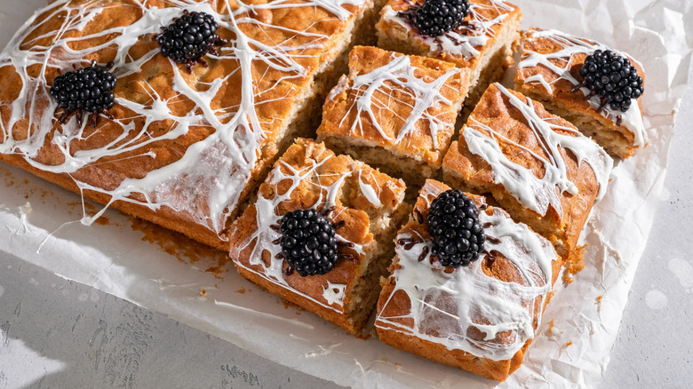 Cake with marshmallow spider web