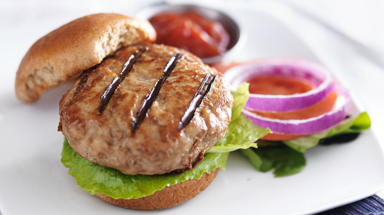 top bun removed from chicken burger