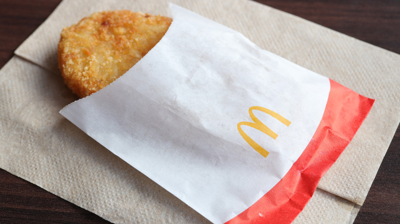 McDonald's hash brown on napkin