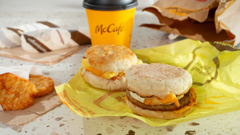McDonald's breakfast items on counter