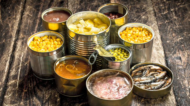 Various canned foods 