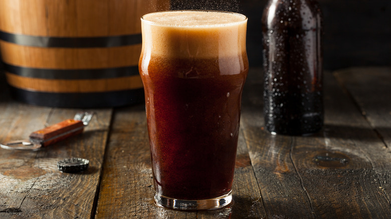 rustic root beer glass frothing