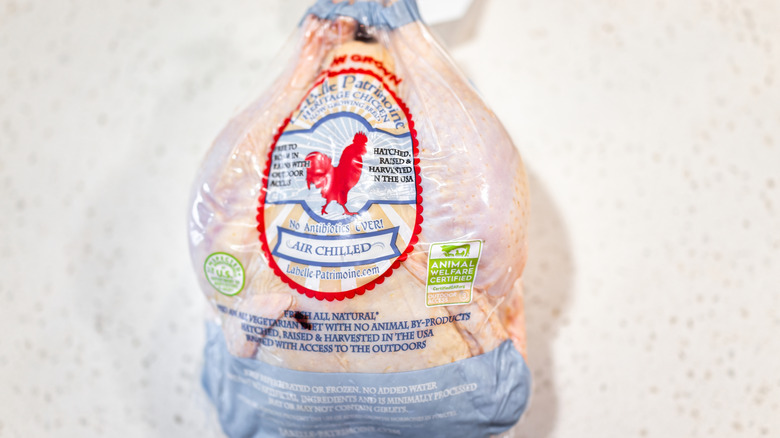 heritage, organic, certified humane whole chicken in packaging