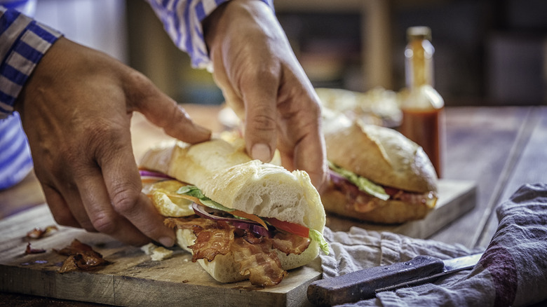 egg bacon breakfast baguette 