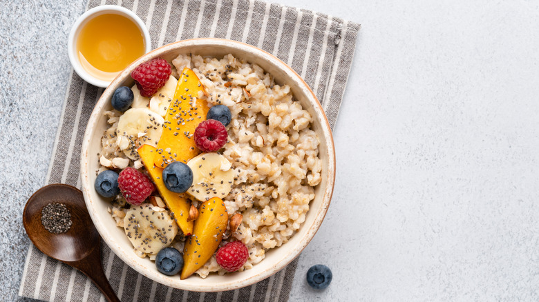 bowl of oatmeal with fruit