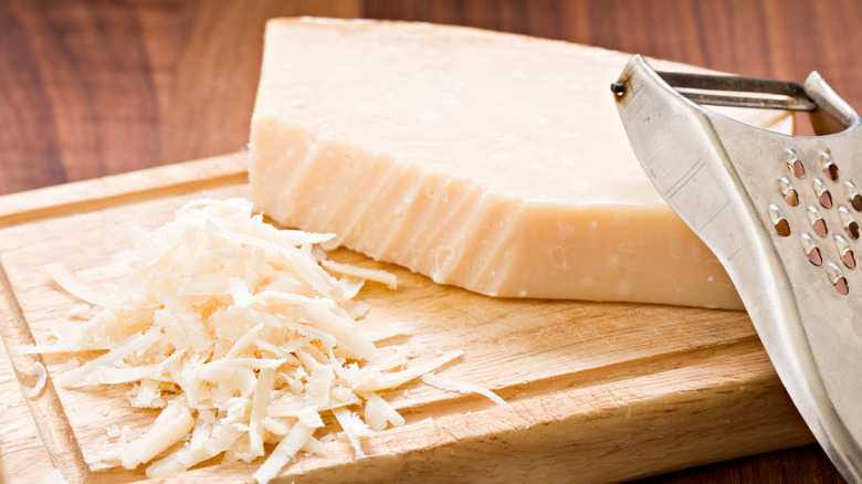 grating cheese on a plate