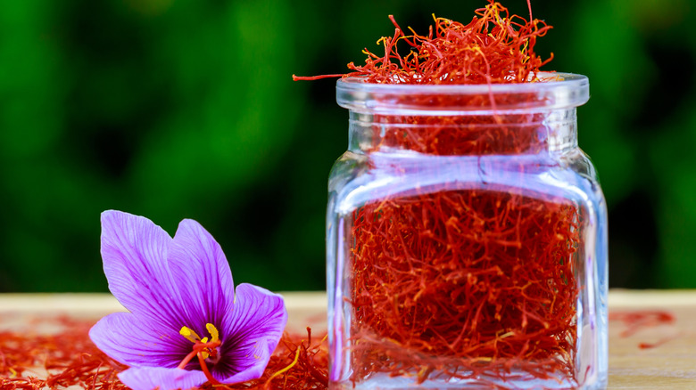 saffron jar and saffron flower