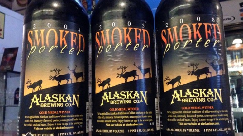 three different vintage bottles of smoked porter beer
