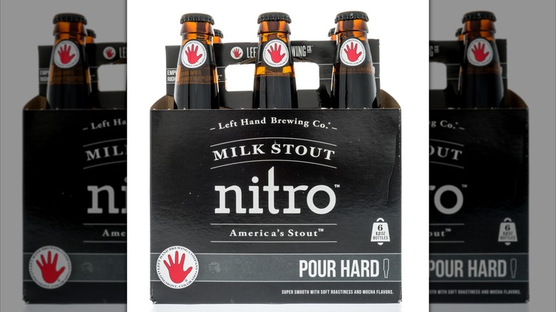 six pack of bottles of Milk Stout nitro beer