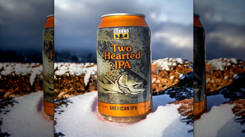 can of Two Hearted ipa outside on snow