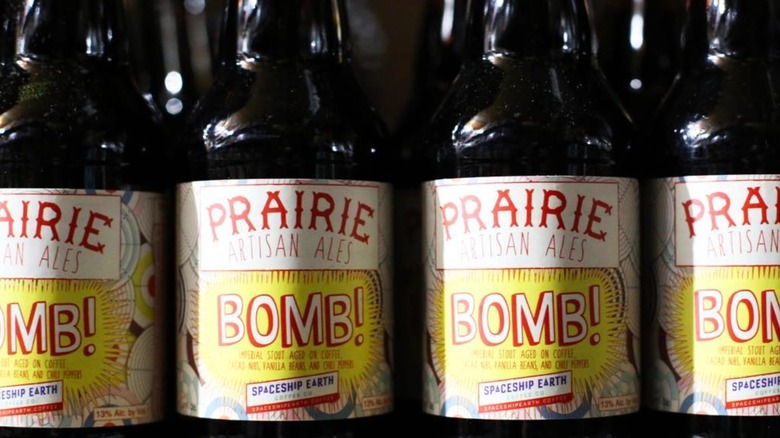 bottles of Prairie ale on shelf
