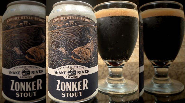 can and glass of zonker stout beer