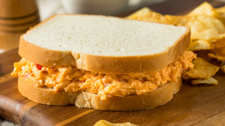 Pimento cheese sandwich with chips