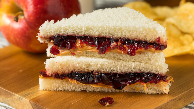 Peanut Butter and Huckleberry Jam sandwich