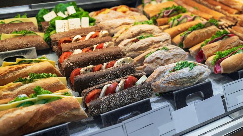 Selection of various sandwiches in a case
