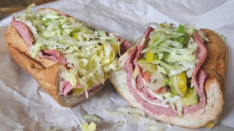 Italian grinder cut in half