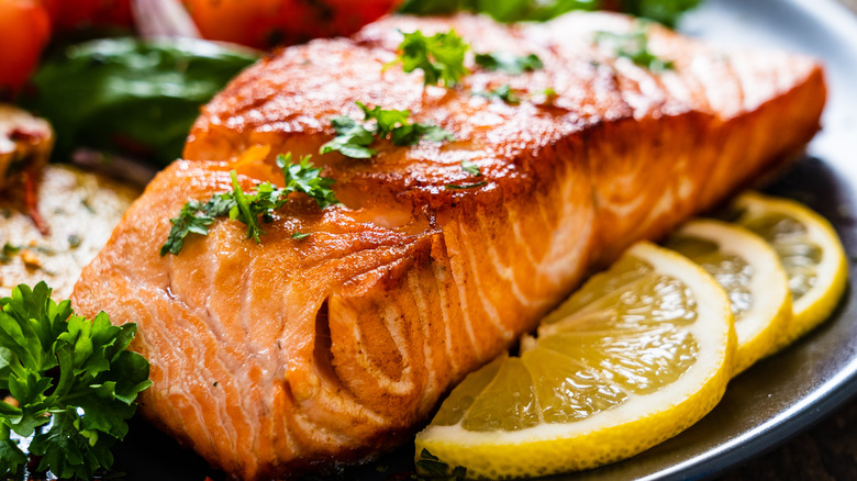 salmon with parsley