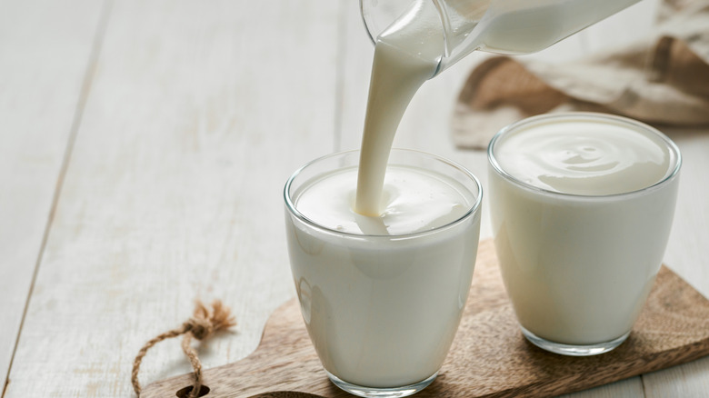 white kefir poured
