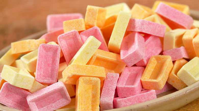 plate of yellow and pink PEZ