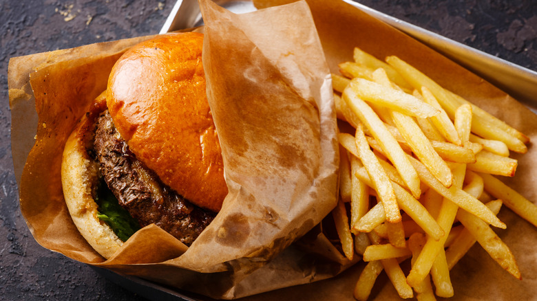 Hamburger and french fries