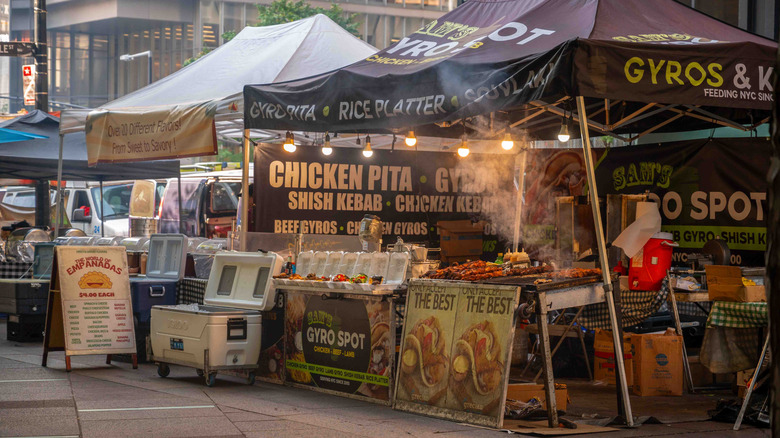 Food vendors in Zuccotti Park Manhattan