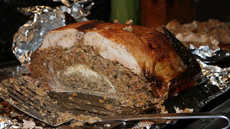 layered turducken with stuffing