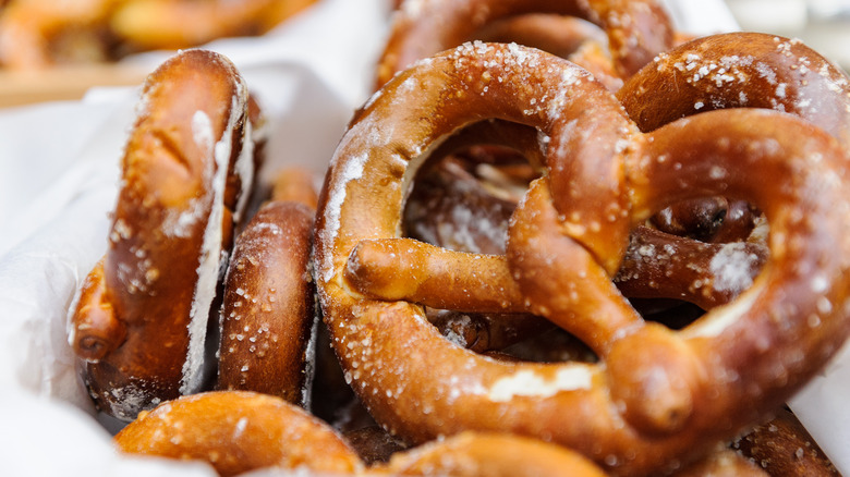 Pile of soft pretzels 