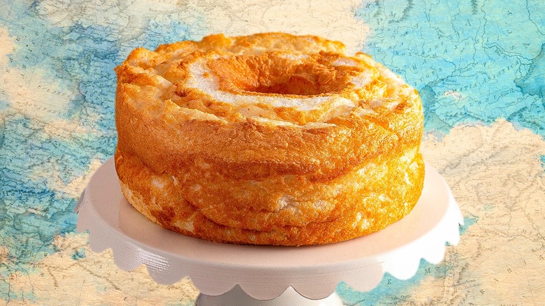 angel food cake on platter