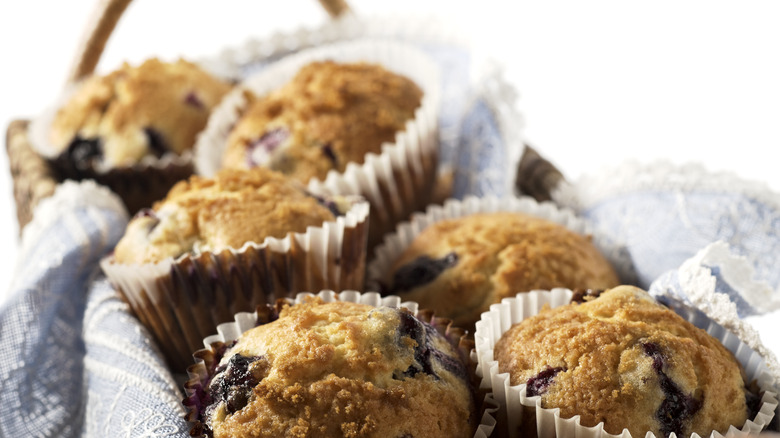 Homemade muffins in paper cups