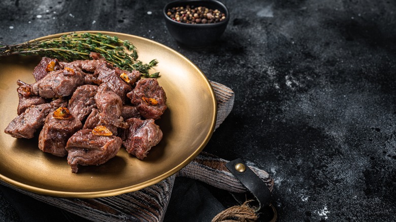 plate of steak tips