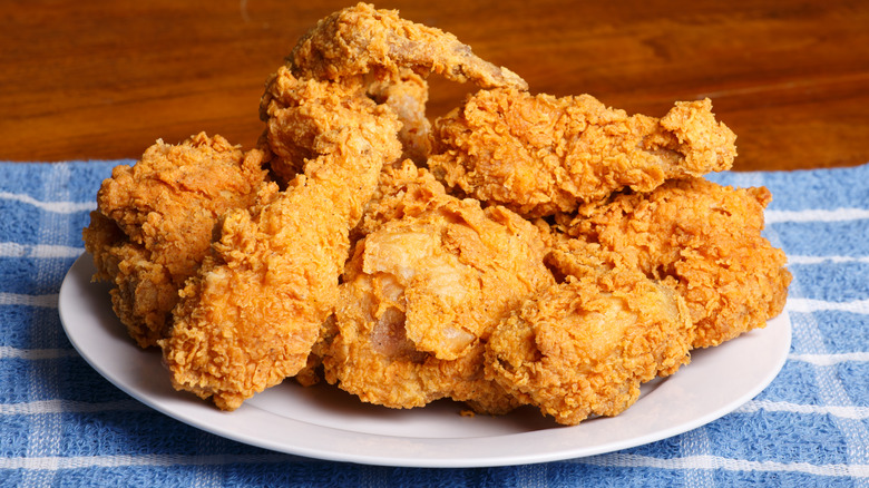 Plate of crispy fried chicken