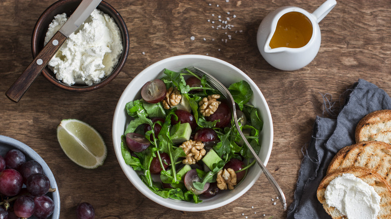 birdseye of a walnut salad