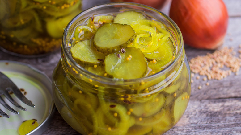 Jar of bread and butter pickles