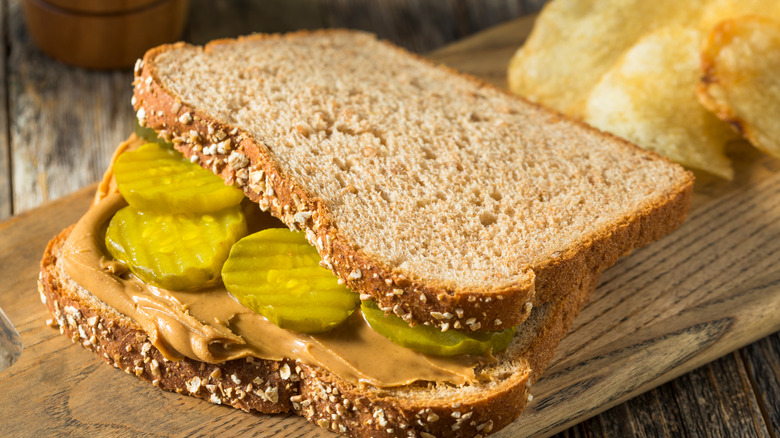 Peanut butter and pickle sandwich