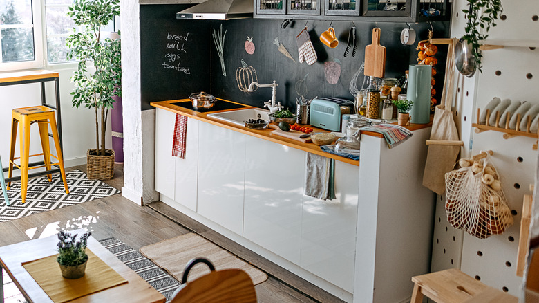 tiny kitchen counter with sink