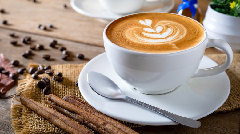 Cappuccino in white mug 