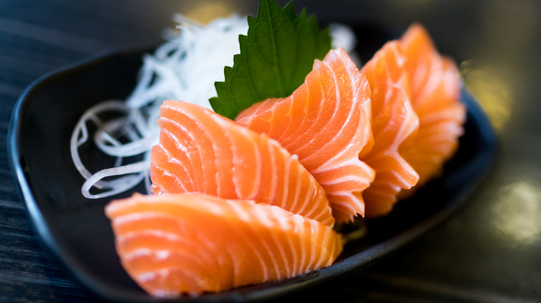 raw salmon on a plate