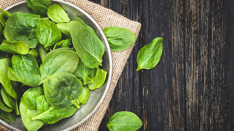 Fresh spinach leaves