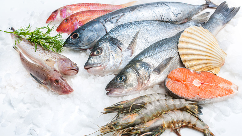 Seafood on ice
