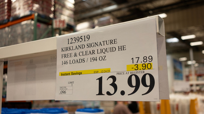 Close up of Costco price tag