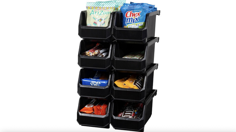 ReadySpace stacking bins with snacks