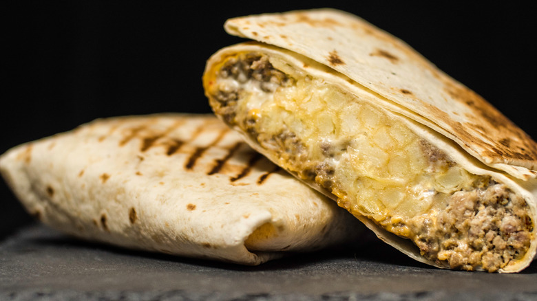 French tacos cut in half