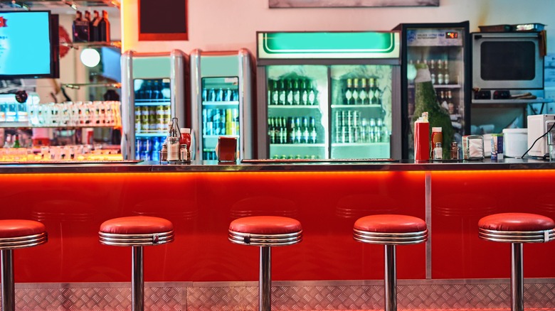 Diner counter with stools