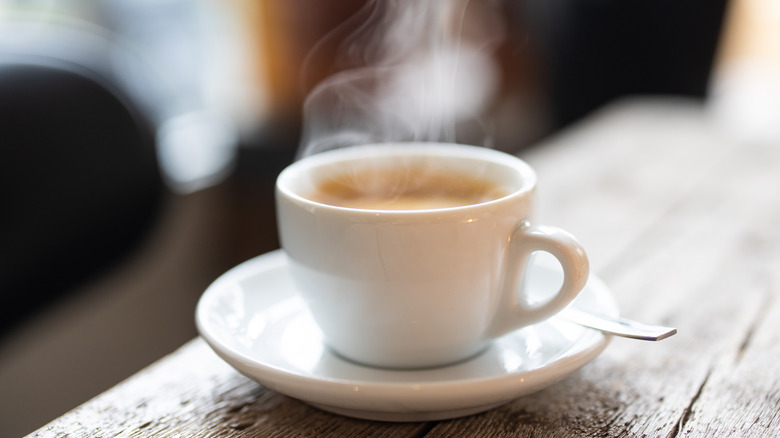Steam rising from an espresso