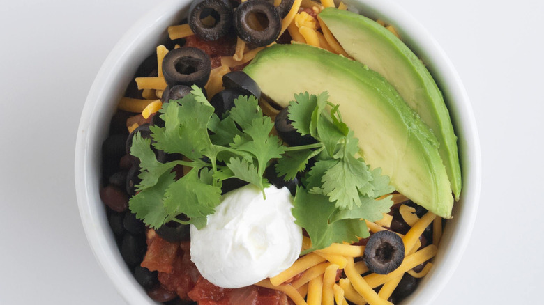 Bowl of fresh ingredients mixed together