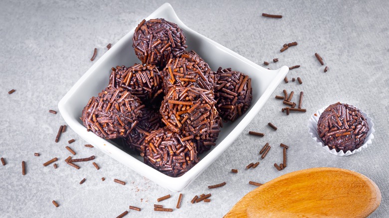 a dish of brigadeiros