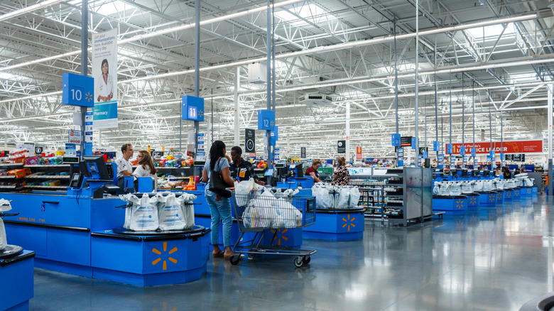 Shoppers in line at Walmart