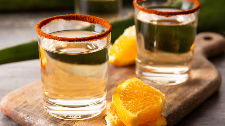 Glasses of mezcal