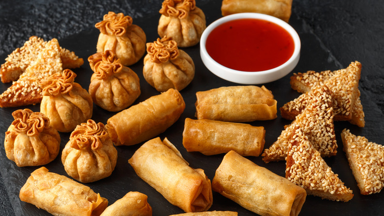 Chinese appetizers on plate
